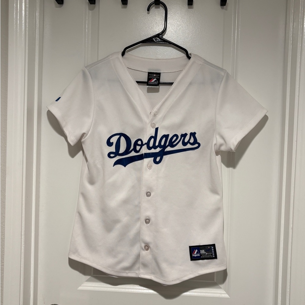 Majestic White and Blue Dodgers Womens Blank Jersey